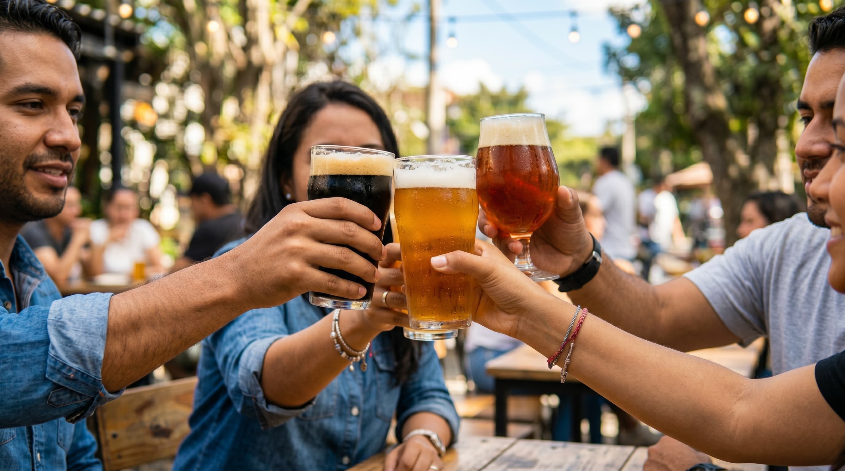 Personas brindando con cerveza Jabato